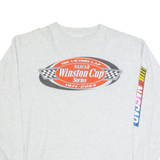 M&O KNITS NASCAR Winston Cup Mens Biker T-Shirt Grey Long Sleeve USA XL
