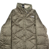 THE NORTH FACE Womens Puffer Jacket Green Nylon Diamond S