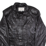 DI CAPRA INTERNATIONAL Mens Coat Black Leather 90s M