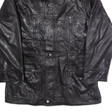 DI CAPRA INTERNATIONAL Mens Coat Black Leather 90s M