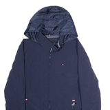 TOMMY HILFIGER Mens Rain Jacket Blue Nylon Hooded L