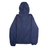 REEBOK Fleece Lined Mens Jacket Blue Hooded Striped L