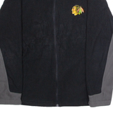 NHL Chicago Blackhawks Mens Fleece Jacket Black USA Colourblock L