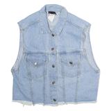 DISNEY Mickey Mouse Womens Denim Waistcoat Blue 90s USA M