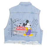DISNEY Mickey Mouse Womens Denim Waistcoat Blue 90s USA M