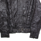 Womens Jacket Black Leather 90s Patchwork XL