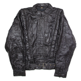 Womens Jacket Black Leather 90s Patchwork XL
