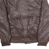 PHILIPPE MONET Mens Jacket Brown Leather 90s L