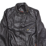 SERGIO VALENTE Mens Jacket Black Leather 90s Hooded M