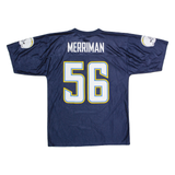 NFL San Diego Chargers Home #56 Merriman Mens Jersey Blue USA V-Neck M