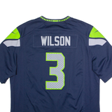 NIKE Seattle Seahawks Home #3 Wilson Mens Jersey Blue USA V-Neck XL