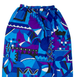 Womens Straight Skirt Blue Midi Crazy Pattern S