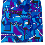 Womens Straight Skirt Blue Midi Crazy Pattern S