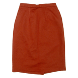 Womens Pencil Skirt Orange Knee Length Wool S