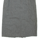 Womens Pleated Skirt Grey Knee Length Wool S