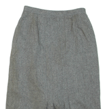 Womens Pleated Skirt Grey Knee Length Wool S