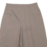 Womens Pleated Skirt Beige Knee Length Wool S