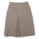 Womens Pleated Skirt Beige Knee Length Wool S