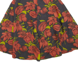 Womens A-Line Skirt Black Knee Length Wool Floral S