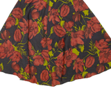 Womens A-Line Skirt Black Knee Length Wool Floral S