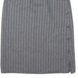 Belted Womens Pencil Skirt Grey Knee Length Wool Striped S