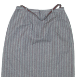 Belted Womens Pencil Skirt Grey Knee Length Wool Striped S