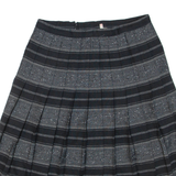 Womens Pleated Skirt Grey Knee Length Wool Striped M