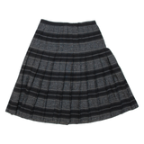 Womens Pleated Skirt Grey Knee Length Wool Striped M