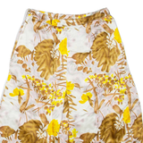 Womens Pleated Skirt Brown Midi Floral S