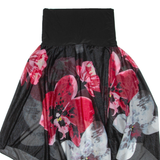 Womens Flare Skirt Black Midi Floral S