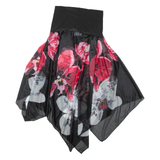 Womens Flare Skirt Black Midi Floral S
