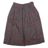 Womens Pleated Skirt Blue Knee Length Geometric M