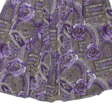 Womens Pleated Skirt Purple Knee Length Floral M