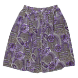 Womens Pleated Skirt Purple Knee Length Floral M