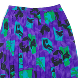 Womens Pleated Skirt Purple Knee Length Floral XL