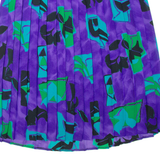 Womens Pleated Skirt Purple Knee Length Floral XL