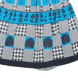 Womens Skater Skirt Blue Short Houndstooth M