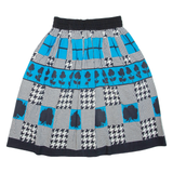 Womens Skater Skirt Blue Short Houndstooth M