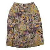 Womens Pleated Skirt Green Knee Length Floral M