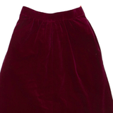 Womens A-Line Skirt Maroon Knee Length Velvet XS
