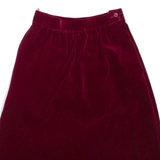 Womens A-Line Skirt Maroon Knee Length Velvet XS