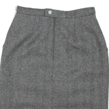 Womens Pencil Skirt Black Short Wool Herringbone XS