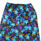 Womens Pleated Skirt Black Knee Length Floral M