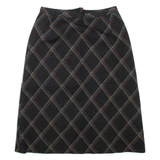 Womens A-Line Skirt Black Knee Length Wool Check S