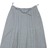 CHARLES DUMAS Belted Womens A-Line Skirt Grey Knee Length Wool S