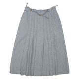 CHARLES DUMAS Belted Womens A-Line Skirt Grey Knee Length Wool S