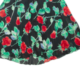 Womens Pleated Skirt Black Short Floral M
