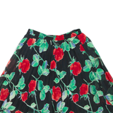 Womens Pleated Skirt Black Short Floral M