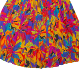 Womens Pleated Skirt Orange Midi Floral M