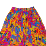 Womens Pleated Skirt Orange Midi Floral M